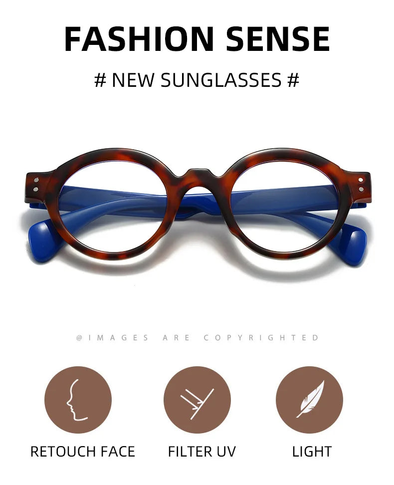 Reading Glasses Retro Round Spring Hinge Blue Light Blocking Woman Men Classic Presbyopia Reader Glasses Diopter +1.0 To +4.0