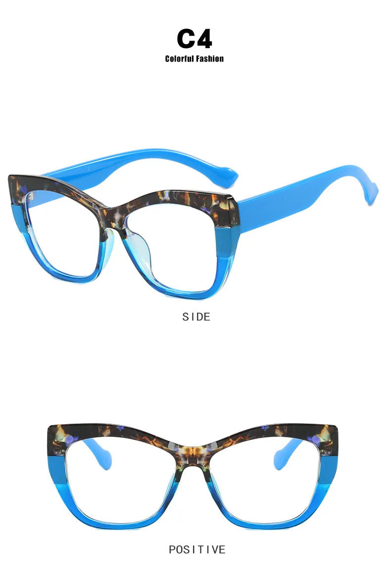 COMPUTER GLASSES / EXECUTIVE New Fashion Double Color Cat Eye Women Glasses Frame Clear Anti Blue Light Optical Leopard Eyewear