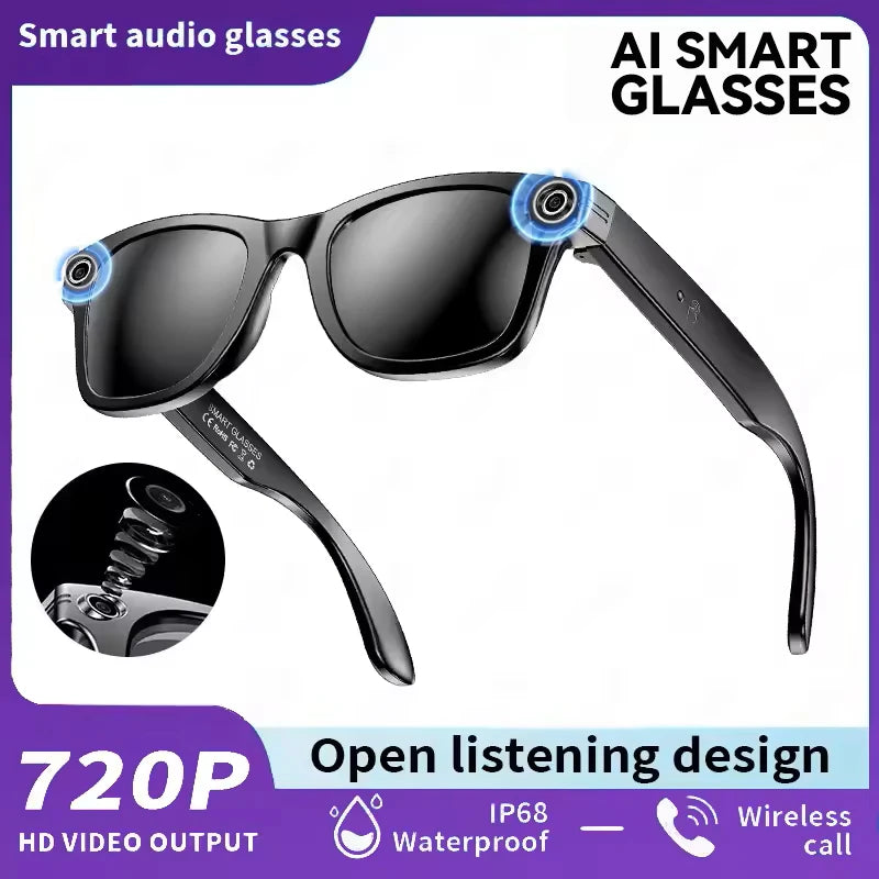 Ai Smart Glasses Unisex smart glasses with Camera Video 8MP Translation Sunglasses Bluetooth Call Music Play Men Women Recording 100+ Languages