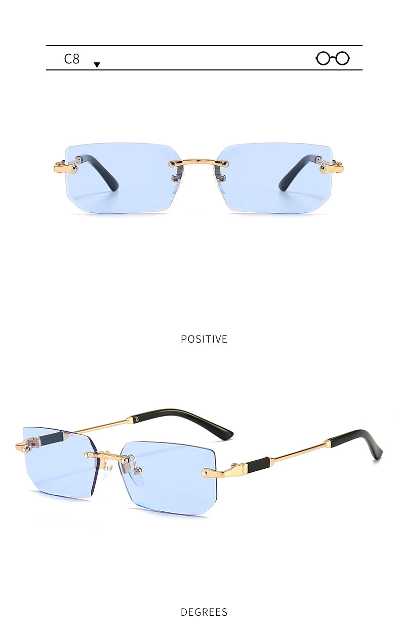 3 Pairs Per Set Sunglasses Fashion Women Rectangle Rimless Glasses Casual Simple Outdoor Female Populor Accessory Eyewear