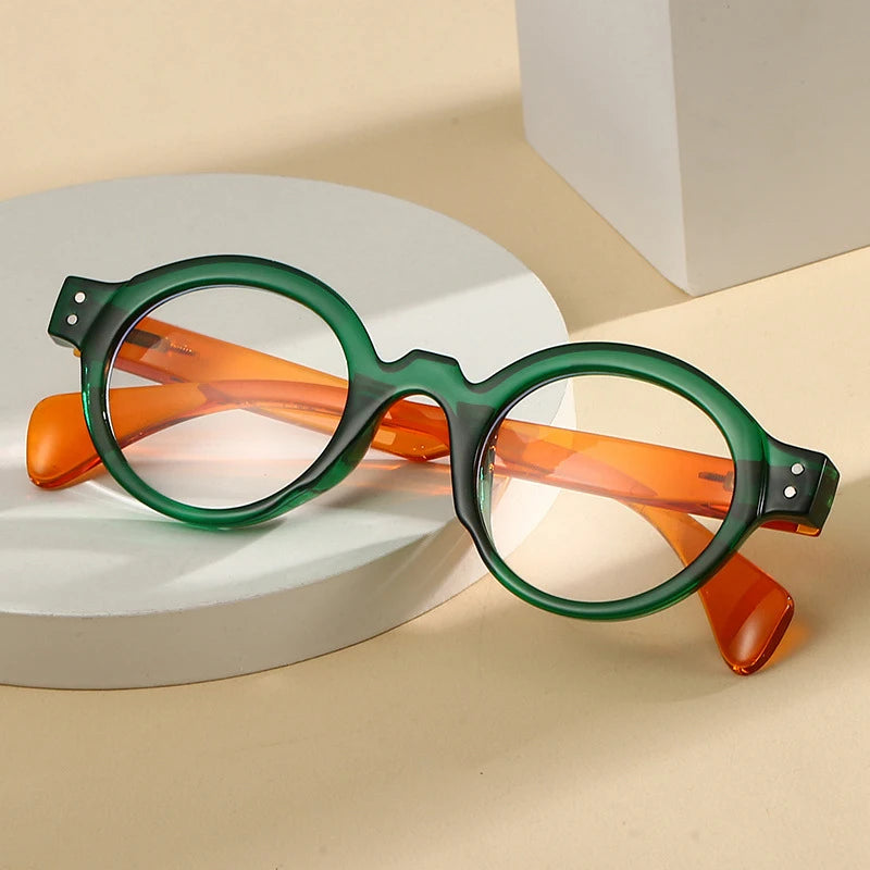 Reading Glasses Retro Round Spring Hinge Blue Light Blocking Woman Men Classic Presbyopia Reader Glasses Diopter +1.0 To +4.0