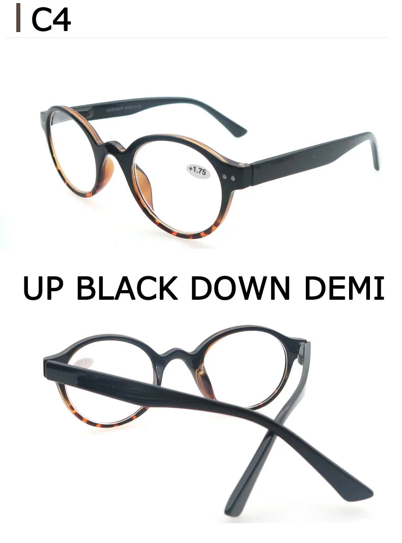 Reading Glasses for Men Women Classic Round Readers Eyeglasses High Qulity Spring Hinge Hyperopic Presbyopia +1.0 to +4.0