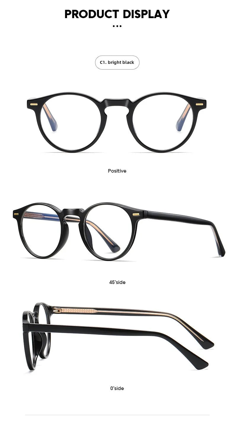 ANTI BLUE LIGHT Round Prescription Glasses Men's Eyeglasses Lunettes Myopia Lenses Eyepieces for Reading Glass Eyewear