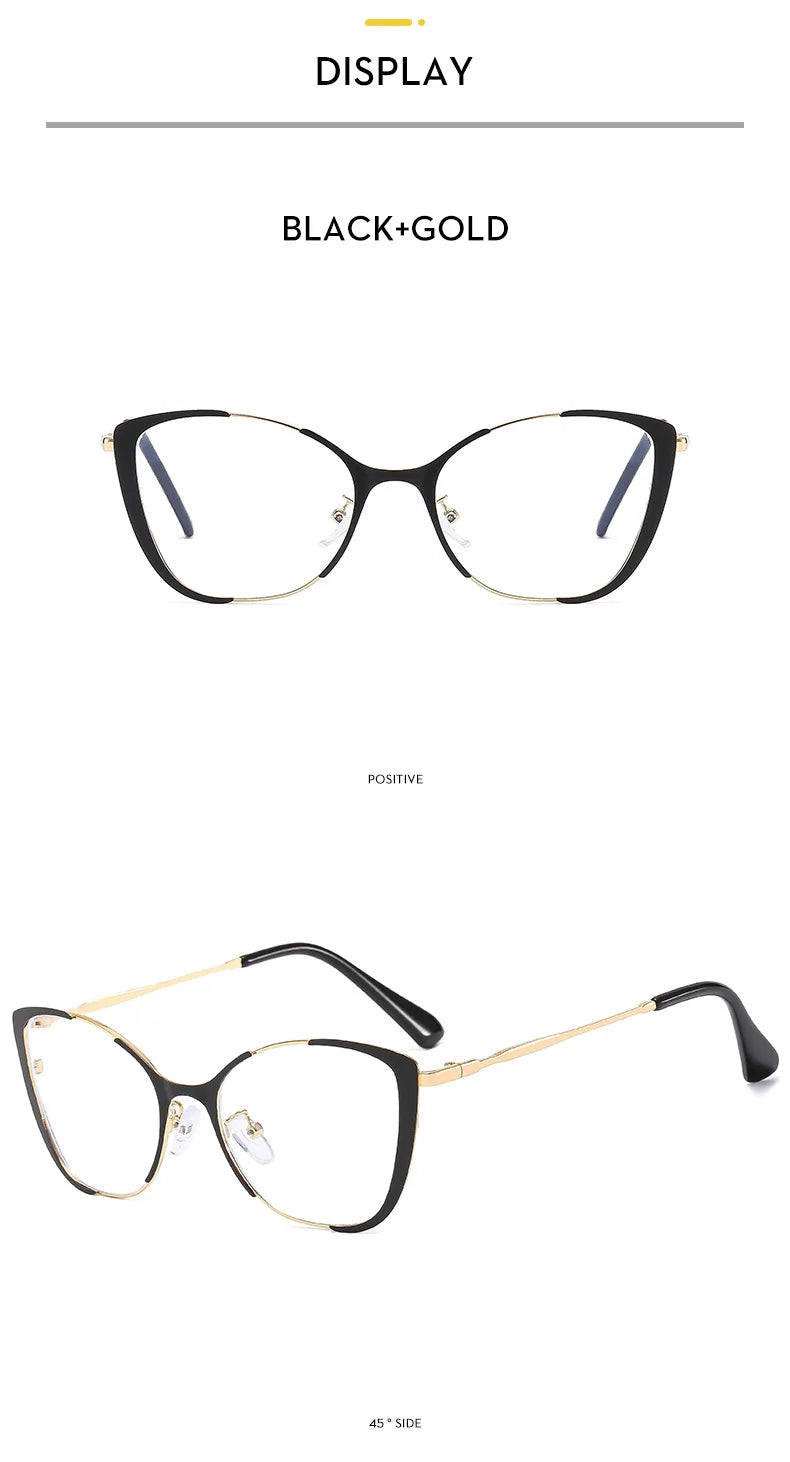 COMPUTER GLASSES / EXECUTIVE Trend New Fashion Metal Cat Eye Anti-Blue Light Luxury Women Glasses Brand Design Men Computer Reading Optical Spectacle Lentes
