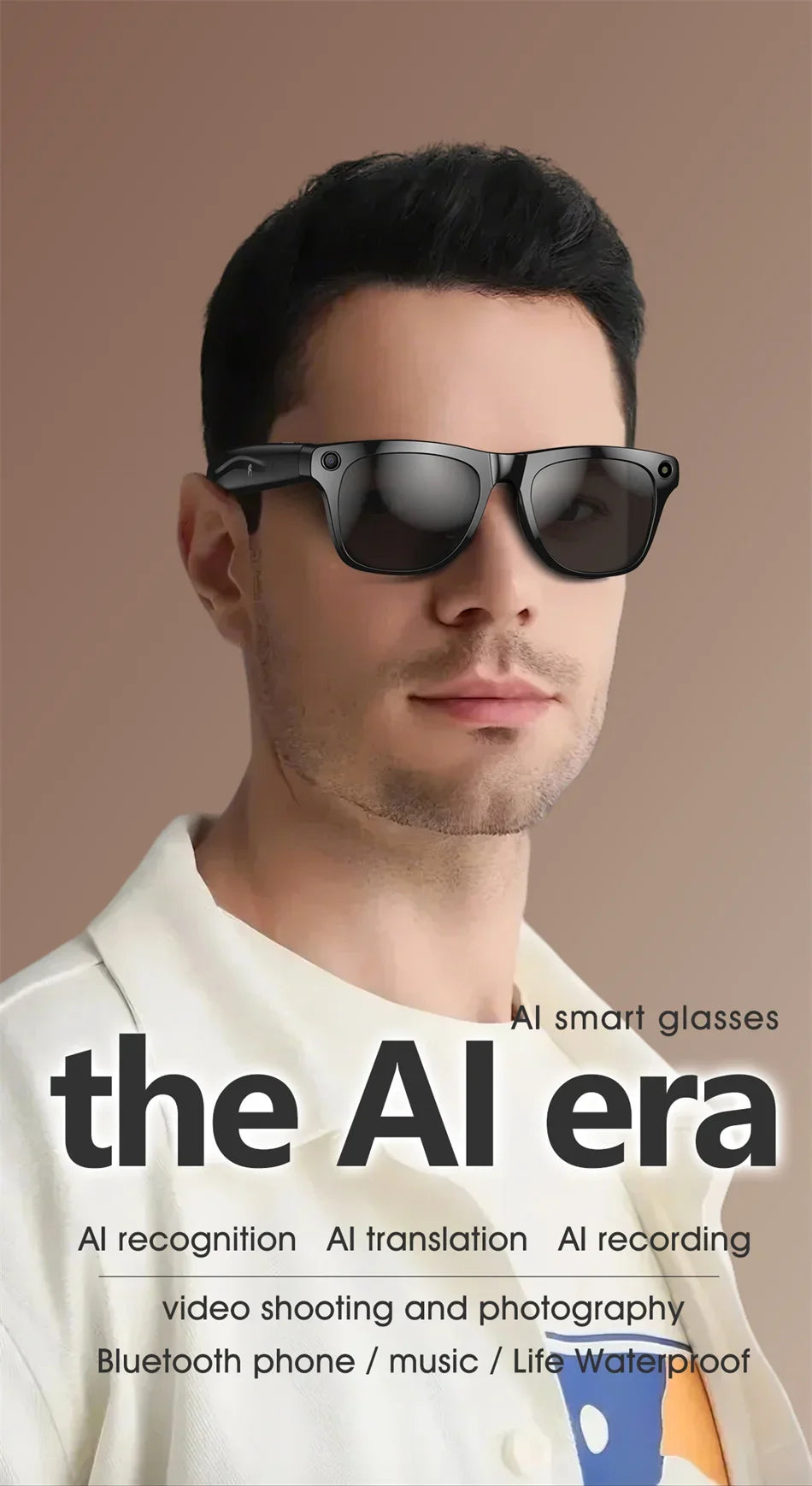 Ai Smart Glasses Unisex 4K HD AI Smart Glasses Chat GPT 100MP Camera Bluetooth Call 260Mah Battery Voice Assistant Control Smart Glasses