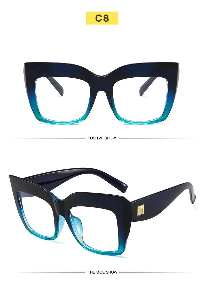 COMPUTER GLASSES / EXECUTIVE Oversize Women's Glasses Fashion Square Ladies Eyeglasses Blue Clear Lens Optical Female Eyewear Anti Blue Light