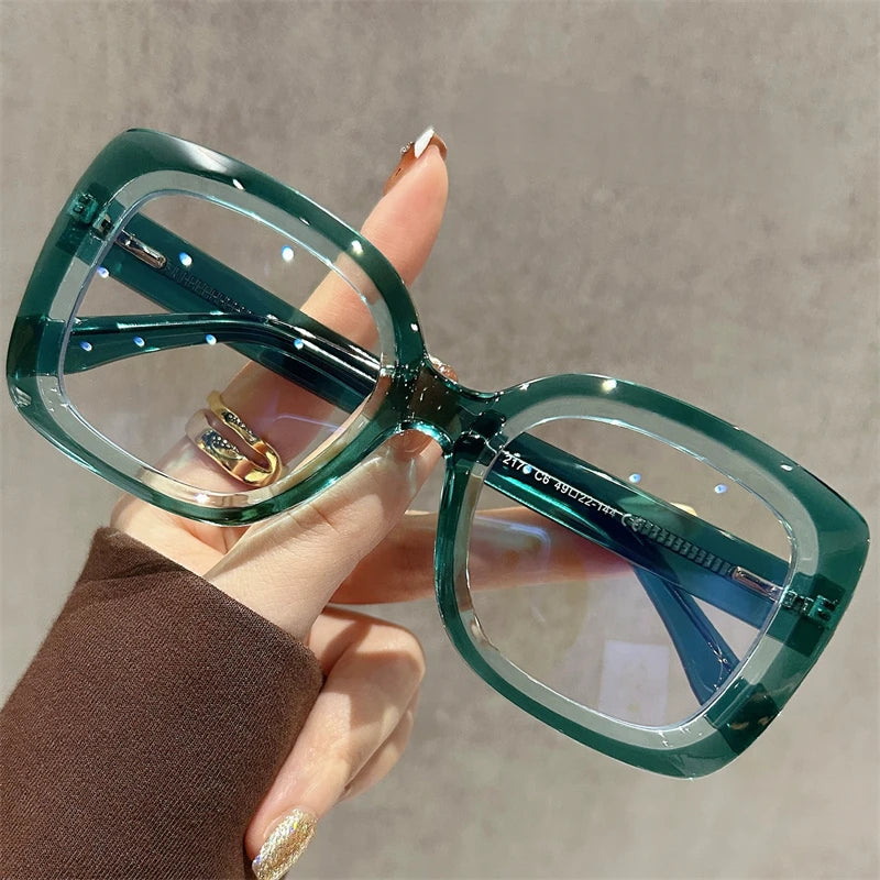 READING GLASSES CLLOIO Trendy Women's Progressive Reading Eyeglasses Simple Square Round Myopia Glasses Anti-Blue Light Prescription Glasses