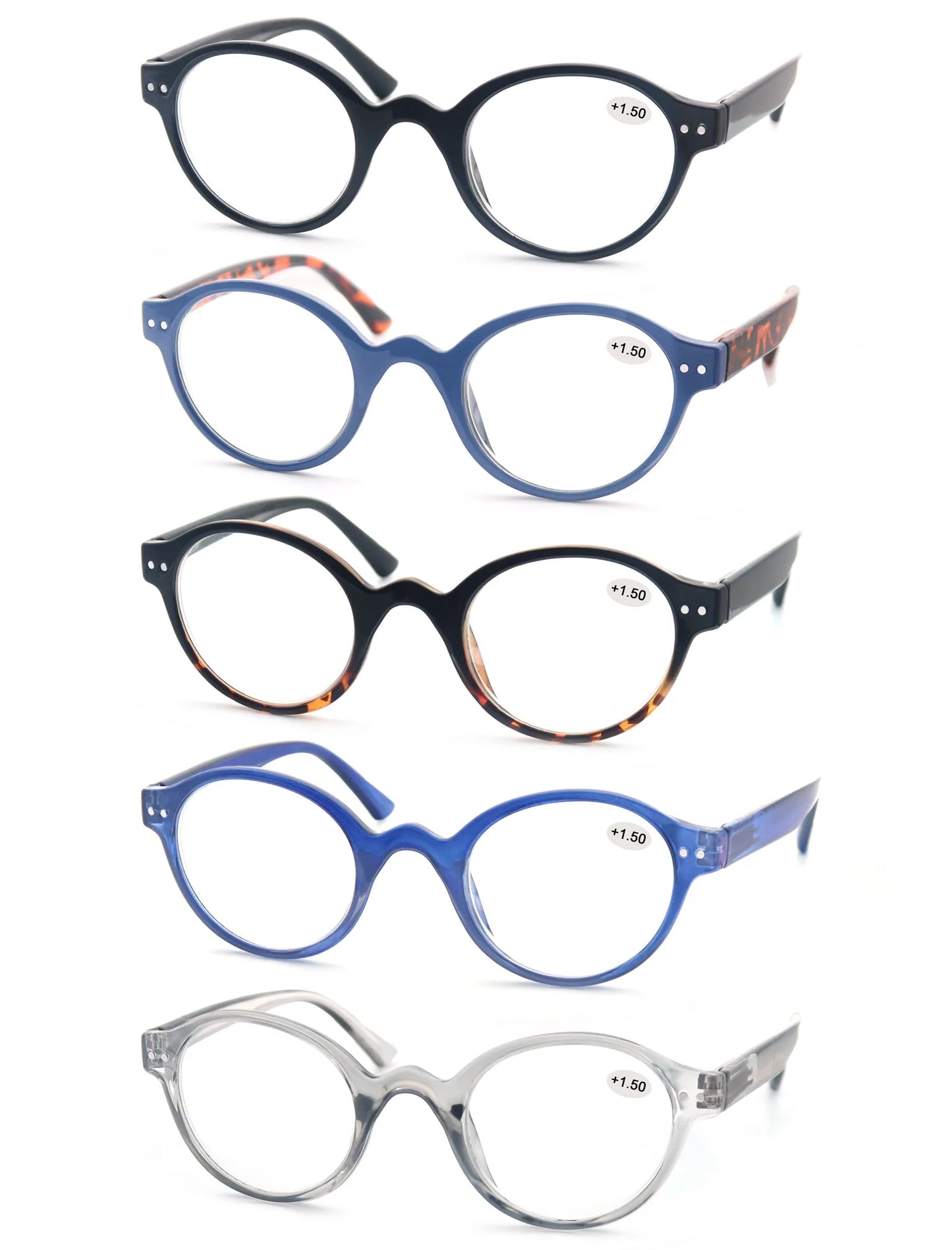 Reading Glasses for Men Women Classic Round Readers Eyeglasses High Qulity Spring Hinge Hyperopic Presbyopia +1.0 to +4.0