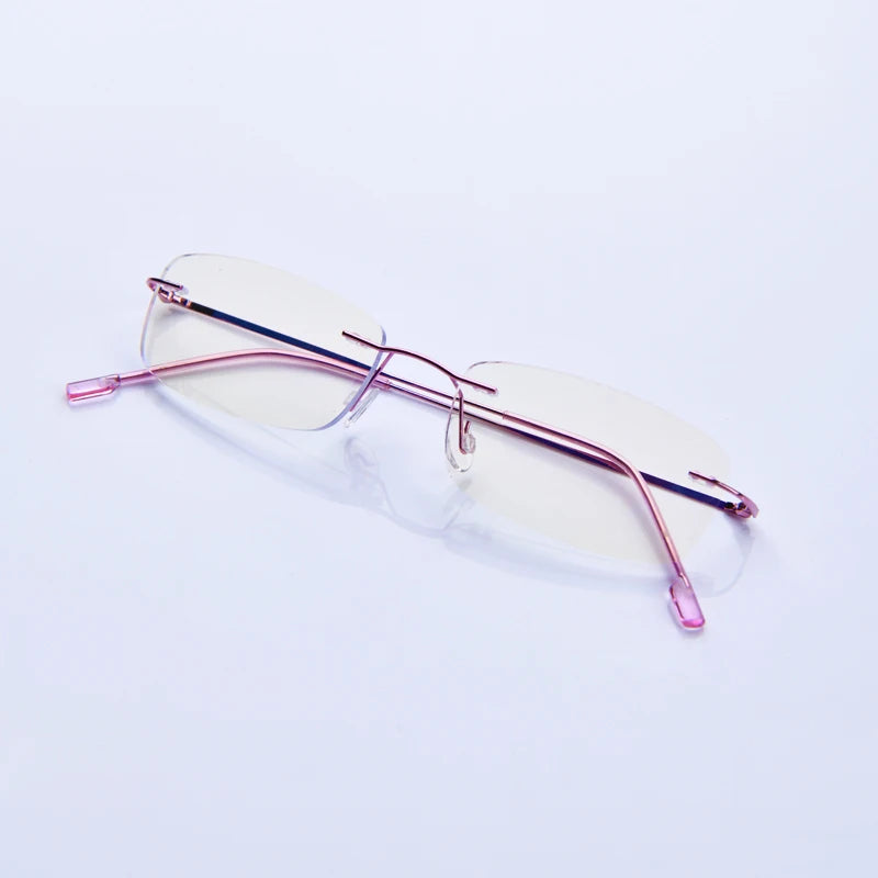 Reading Glasses Rimless Cut Glasses Anti Blue Light Narrow Square Eyeglasses Prescription Frame