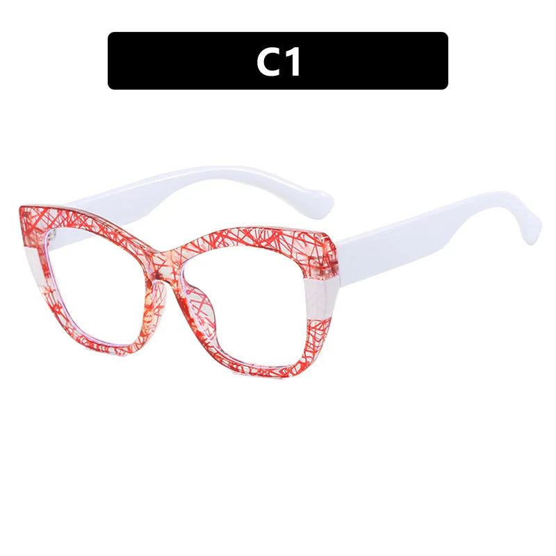 COMPUTER GLASSES / EXECUTIVE New Fashion Double Color Cat Eye Women Glasses Frame Clear Anti Blue Light Optical Leopard Eyewear