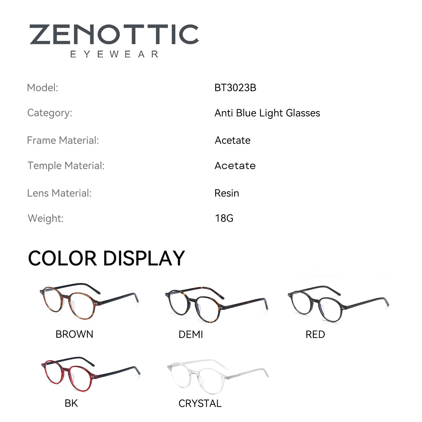 Acetate Anti Blue Light Computer Eyeglasses Unisex