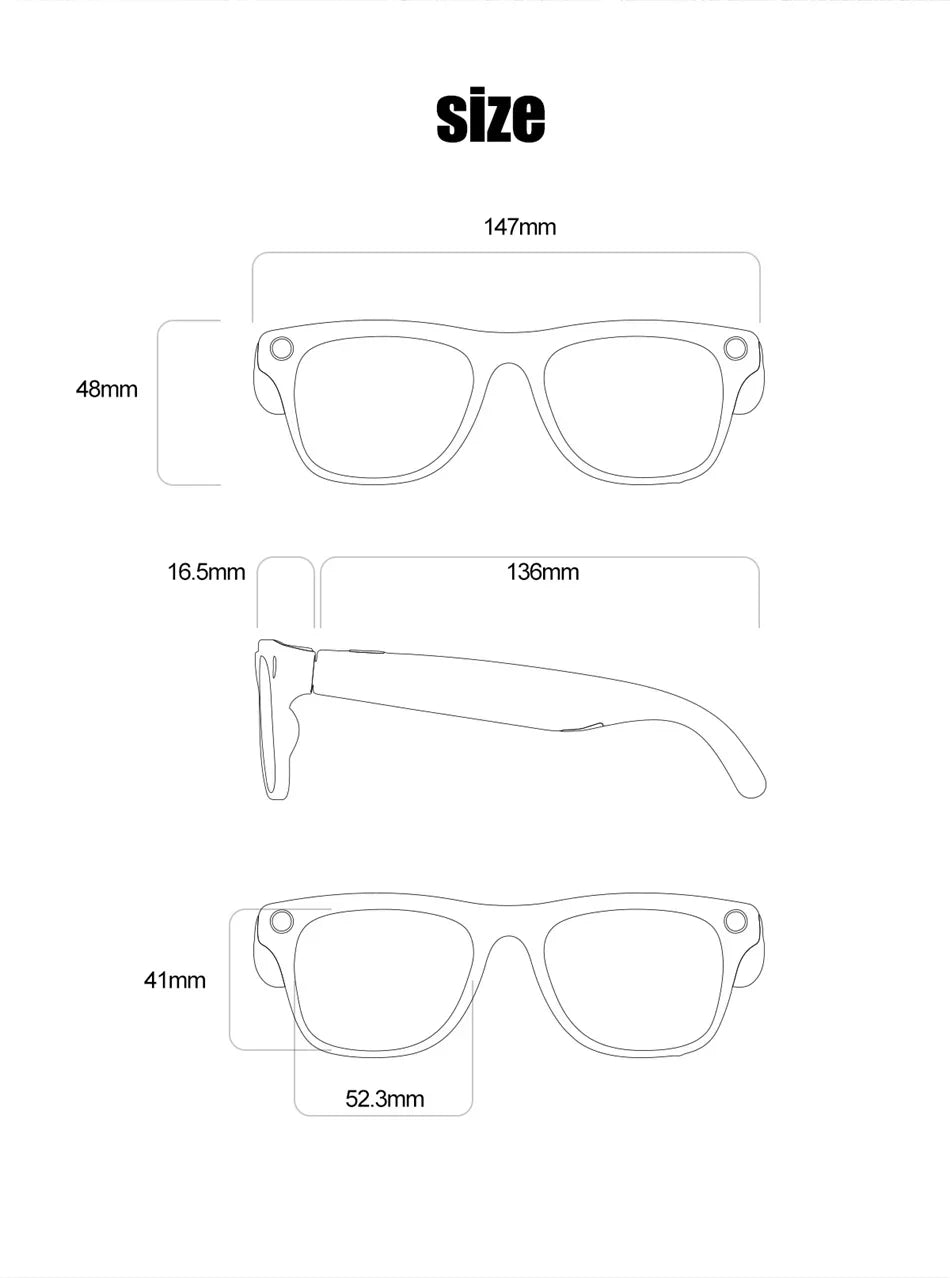 Ai Smart Glasses Unisex 4K HD AI Smart Glasses Chat GPT 100MP Camera Bluetooth Call 260Mah Battery Voice Assistant Control Smart Glasses