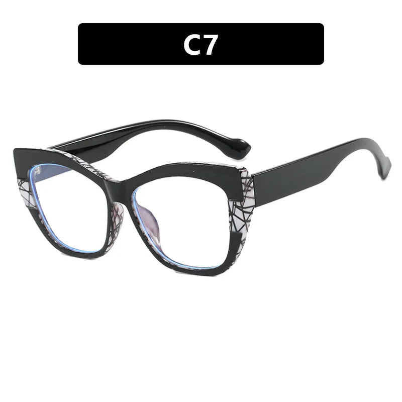 COMPUTER GLASSES / EXECUTIVE New Fashion Double Color Cat Eye Women Glasses Frame Clear Anti Blue Light Optical Leopard Eyewear