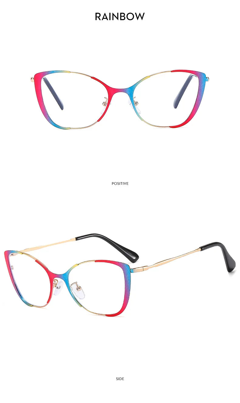 COMPUTER GLASSES / EXECUTIVE Trend New Fashion Metal Cat Eye Anti-Blue Light Luxury Women Glasses Brand Design Men Computer Reading Optical Spectacle Lentes