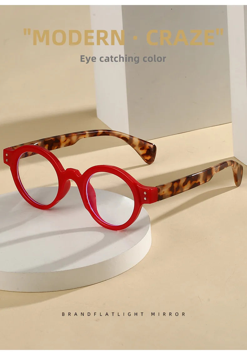 Reading Glasses Retro Round Spring Hinge Blue Light Blocking Woman Men Classic Presbyopia Reader Glasses Diopter +1.0 To +4.0