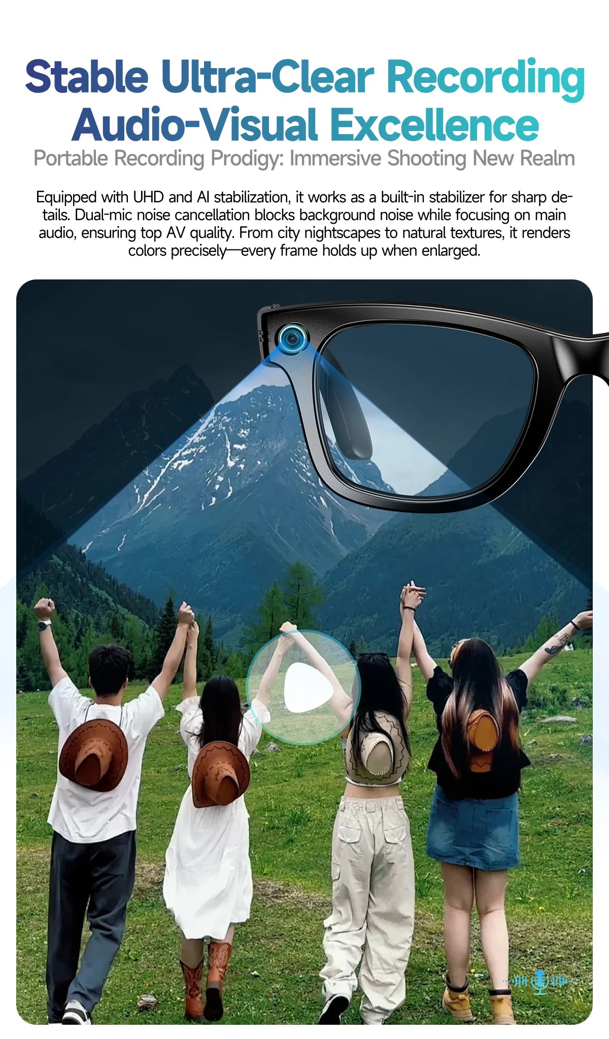 Ai Smart Glasses Unisex AI Smart Glasses with 8MP Camera Video Recording 100+ Languages Translation Sunglasses Bluetooth Call Music Play Men Women