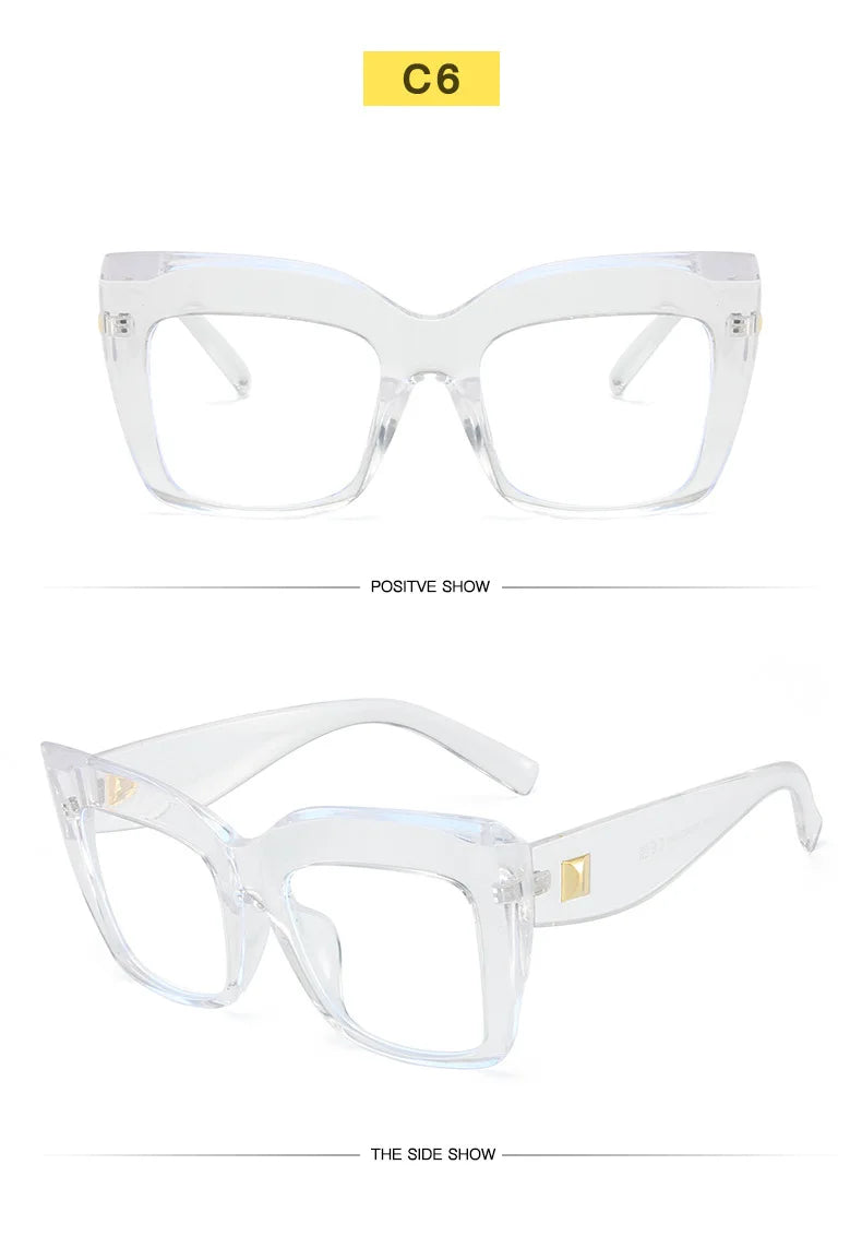 COMPUTER GLASSES / EXECUTIVE Oversize Women's Glasses Fashion Square Ladies Eyeglasses Blue Clear Lens Optical Female Eyewear Anti Blue Light