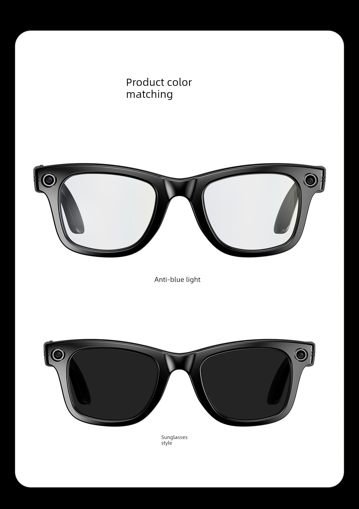 Ai Smart Glasses Unisex Travel Black Technology Smart Glasses Camera All-in-One Sports Camera HD AI Artificial Intelligent Sunglasses Recording Video