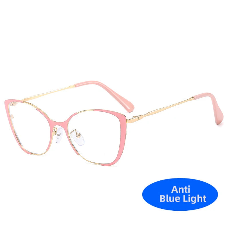 COMPUTER GLASSES / EXECUTIVE Trend New Fashion Metal Cat Eye Anti-Blue Light Luxury Women Glasses Brand Design Men Computer Reading Optical Spectacle Lentes