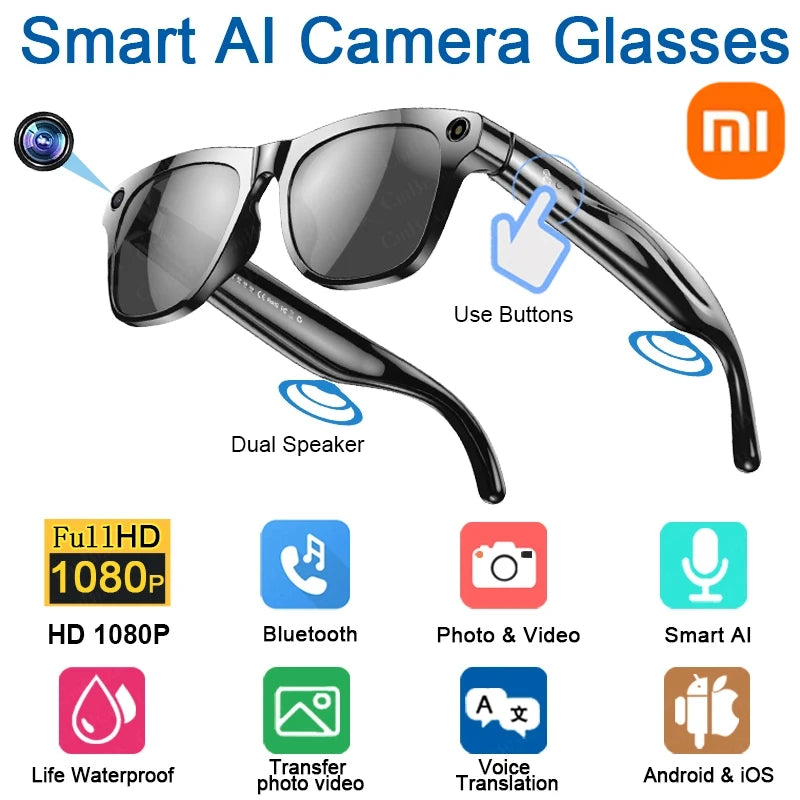 Ai Smart Glasses Unisex 4K HD AI Smart Glasses Chat GPT 100MP Camera Bluetooth Call 260Mah Battery Voice Assistant Control Smart Glasses