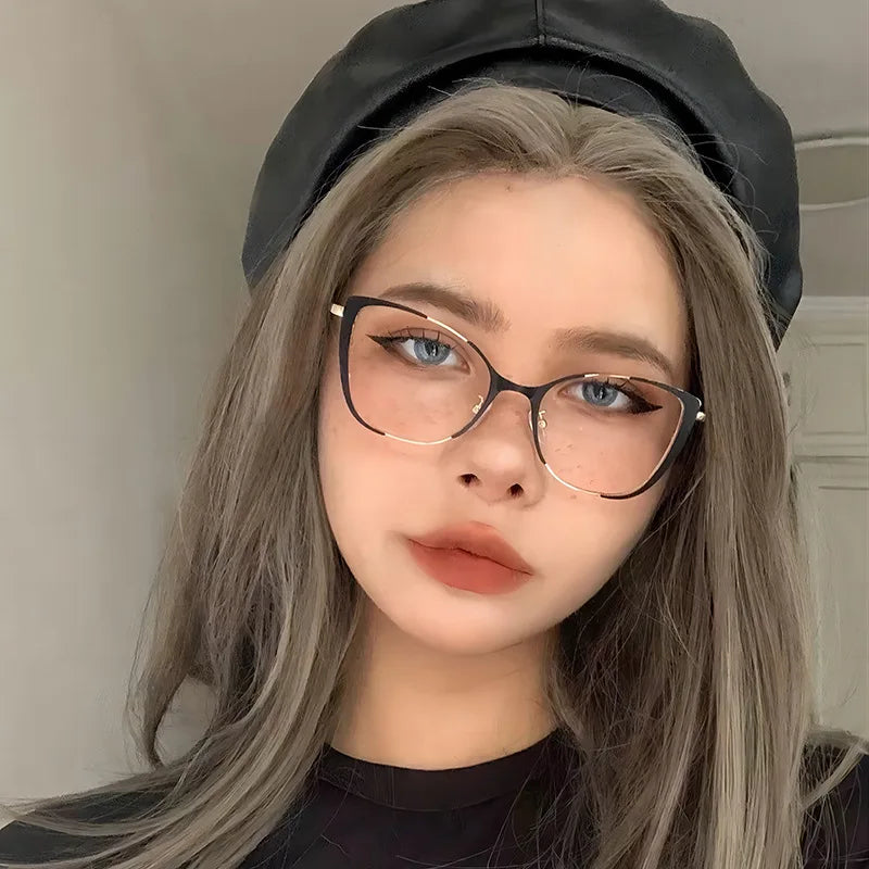 COMPUTER GLASSES / EXECUTIVE Trend New Fashion Metal Cat Eye Anti-Blue Light Luxury Women Glasses Brand Design Men Computer Reading Optical Spectacle Lentes