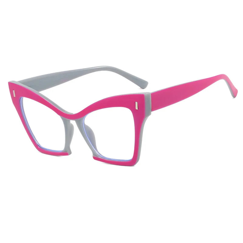 COMPUTER GLASSES / EXECUTIVE New Fashion Double Color Cat Eye Women Glasses Frame Clear Anti Blue Light Optical Leopard EyewearNew Fashion Women Glasses Anti Blue Light Decoration Eyeglass Fashion Luxury Brand Design Retro Large Frame Computer Eyewear