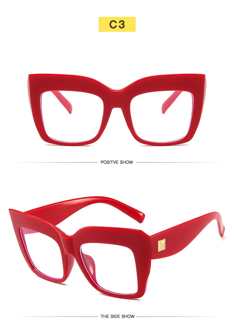 COMPUTER GLASSES / EXECUTIVE Oversize Women's Glasses Fashion Square Ladies Eyeglasses Blue Clear Lens Optical Female Eyewear Anti Blue Light