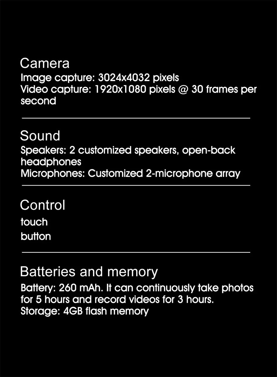 Ai Smart Glasses Unisex 4K HD AI Smart Glasses Chat GPT 100MP Camera Bluetooth Call 260Mah Battery Voice Assistant Control Smart Glasses