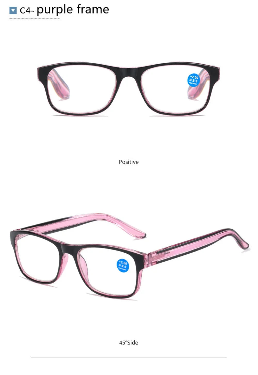 Reading glasses Anti Blue Light Reading Glasses Fashion Women Men Clear Square Computer Presbyopic Eyeglasses Spring Legs Frame Eyewear