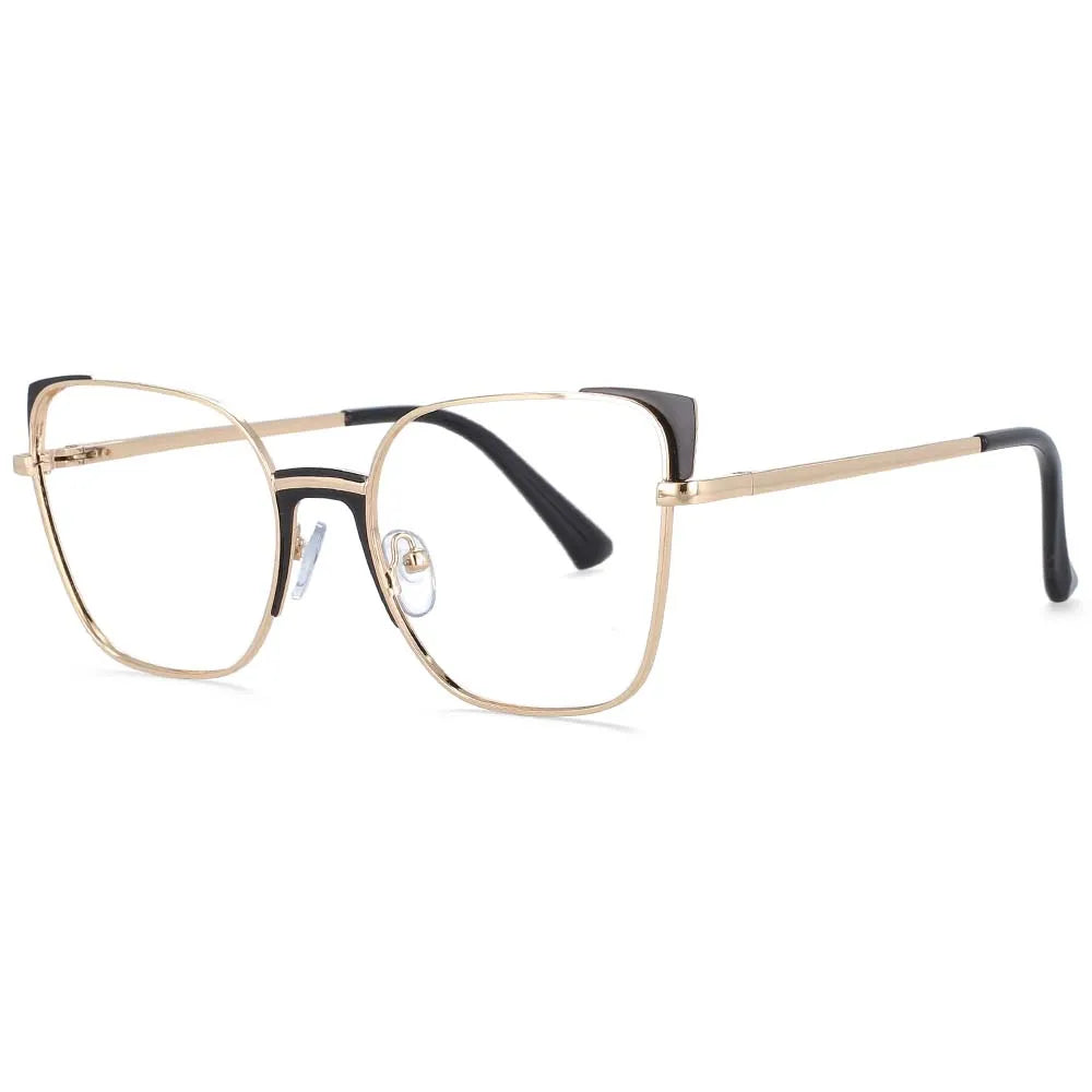 COMPUTER GLASSES / EXECUTIVE Cat Eye Rectangle Anti Blue Light Optical Metal Glasses Frames Women Fashion