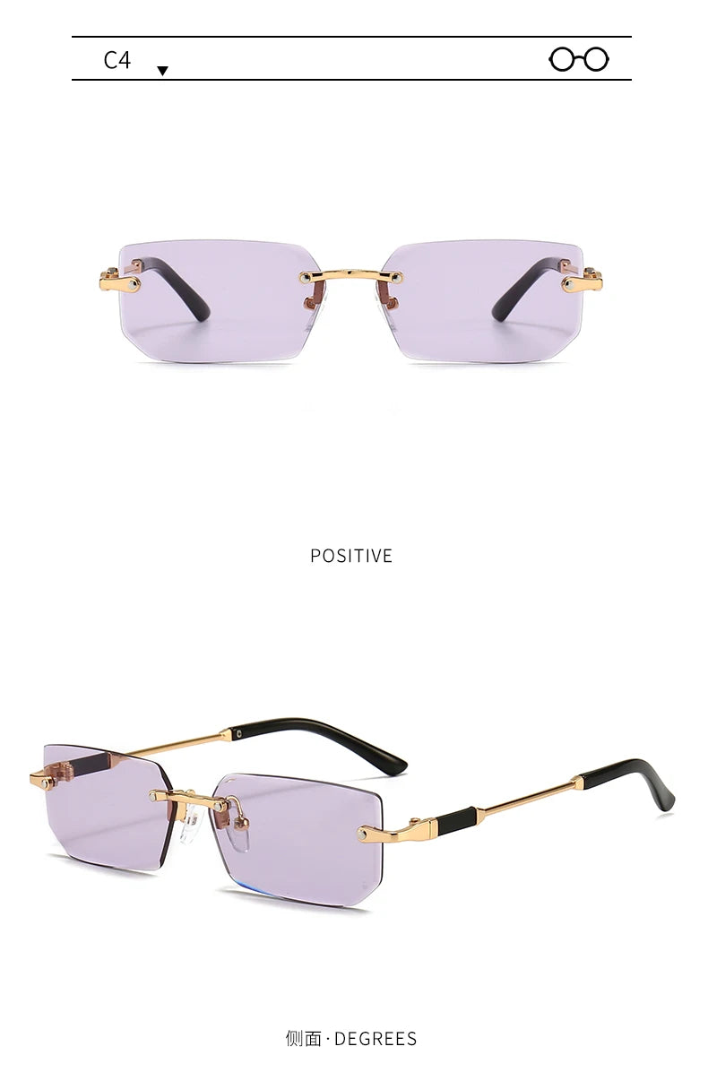 3 Pairs Per Set Sunglasses Fashion Women Rectangle Rimless Glasses Casual Simple Outdoor Female Populor Accessory Eyewear