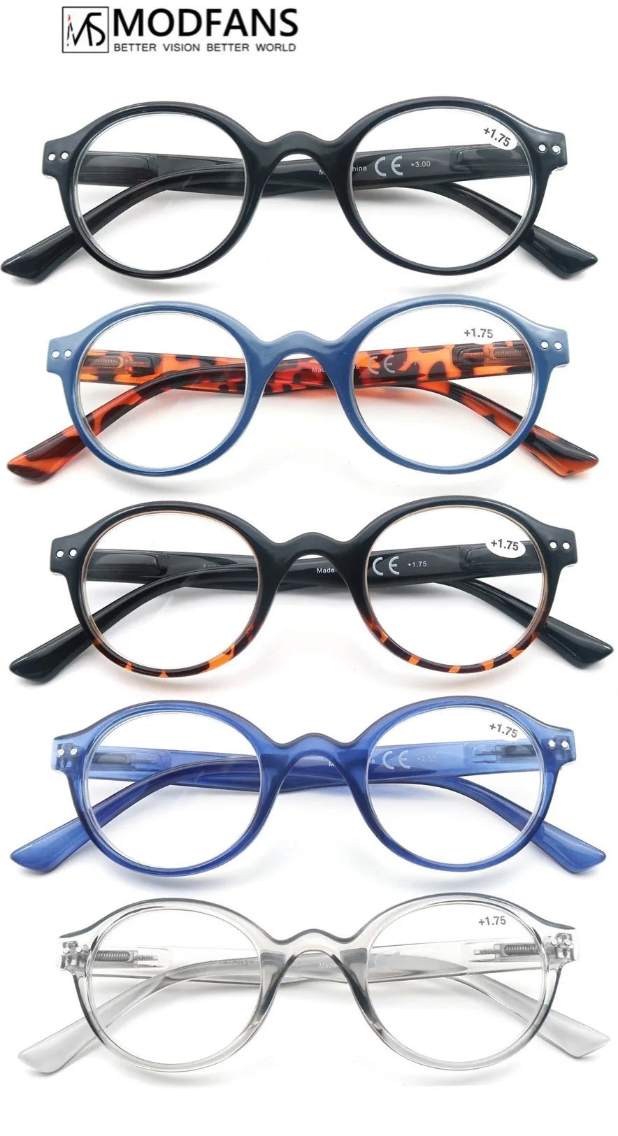 Reading Glasses for Men Women Classic Round Readers Eyeglasses High Qulity Spring Hinge Hyperopic Presbyopia +1.0 to +4.0