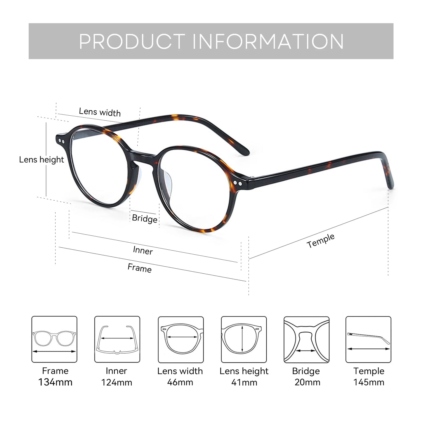 Acetate Anti Blue Light Computer Eyeglasses Unisex