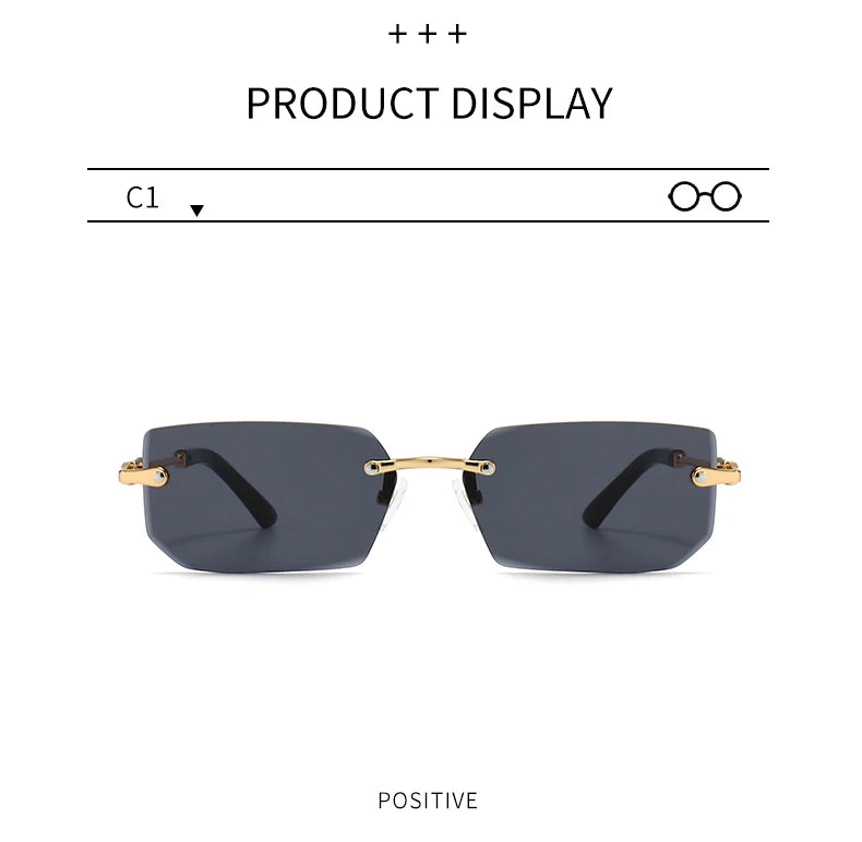 3 Pairs Per Set Sunglasses Fashion Women Rectangle Rimless Glasses Casual Simple Outdoor Female Populor Accessory Eyewear