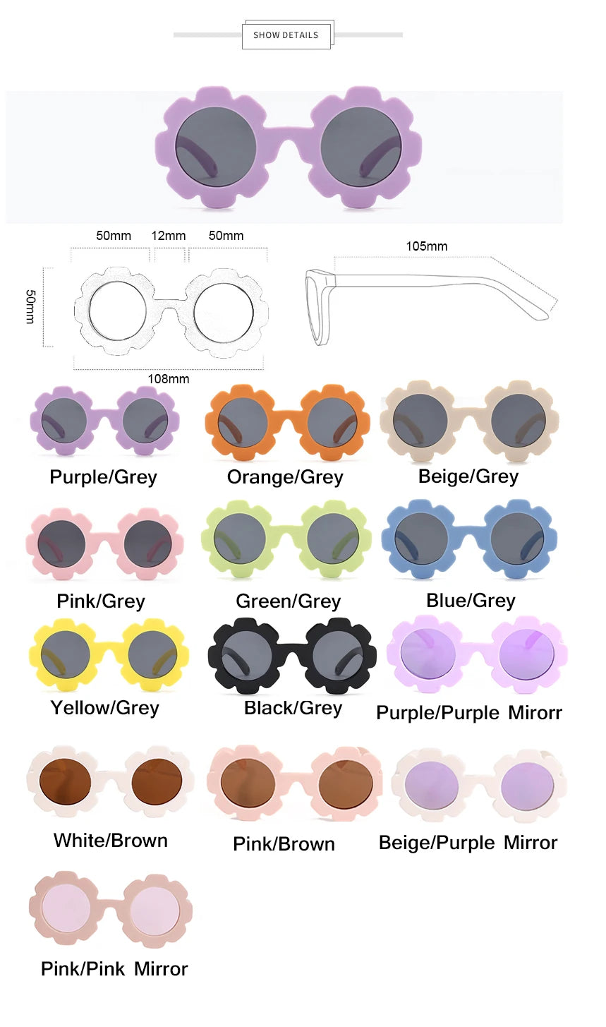 0-24 Months Baby Polarized Round Sun Flower Flexible Bendable Strap Newborn Infant