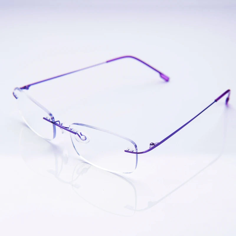 Reading Glasses Rimless Cut Glasses Anti Blue Light Narrow Square Eyeglasses Prescription Frame