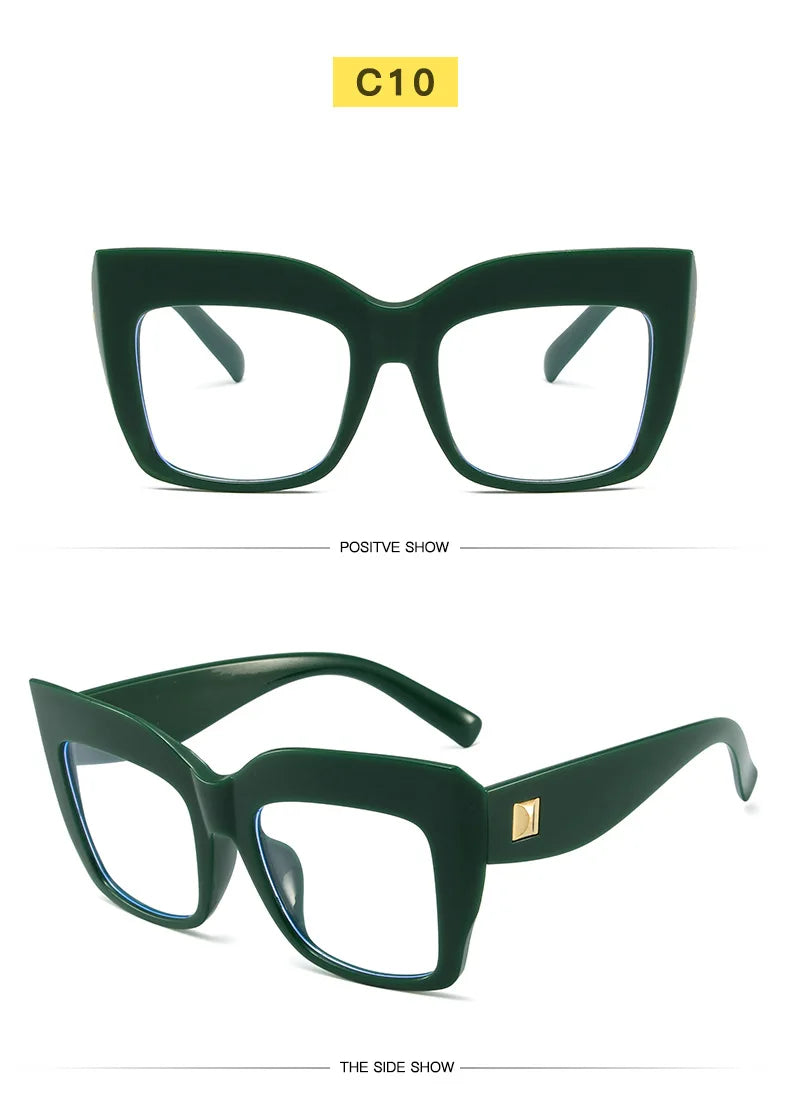 COMPUTER GLASSES / EXECUTIVE Oversize Women's Glasses Fashion Square Ladies Eyeglasses Blue Clear Lens Optical Female Eyewear Anti Blue Light