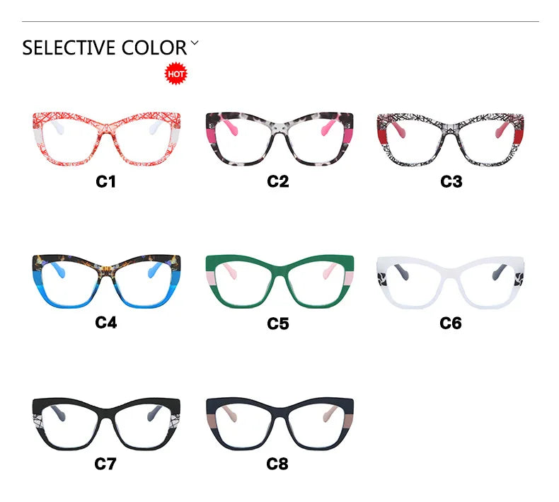 COMPUTER GLASSES / EXECUTIVE New Fashion Double Color Cat Eye Women Glasses Frame Clear Anti Blue Light Optical Leopard Eyewear