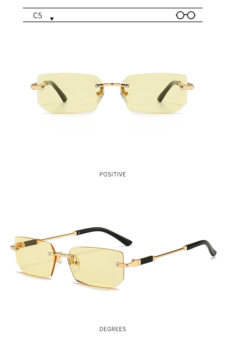 3 Pairs Per Set Sunglasses Fashion Women Rectangle Rimless Glasses Casual Simple Outdoor Female Populor Accessory Eyewear