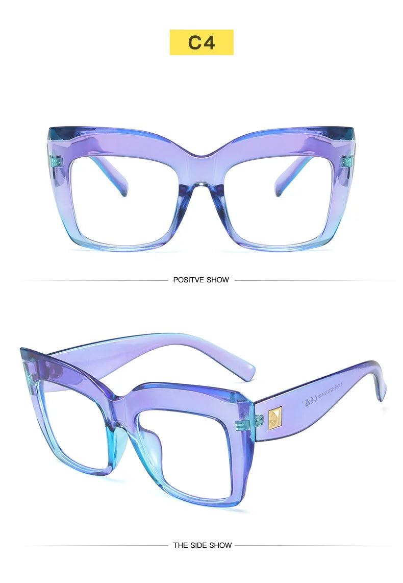 COMPUTER GLASSES / EXECUTIVE Oversize Women's Glasses Fashion Square Ladies Eyeglasses Blue Clear Lens Optical Female Eyewear Anti Blue Light