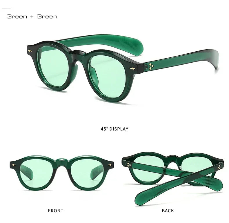 ANTI BLUE LIGHT Round Women Glasses Frame Retro Sunglasses Rivets Decoration Optical Men Orange Eyeglasses Frame