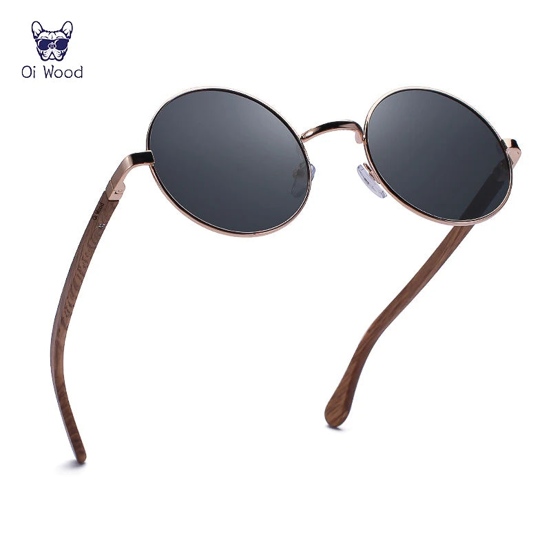 Wood Retro Round Wood Sunglasses For Men / Women Wooden Sun Glasses Polarized Blue Mirror Eyewear