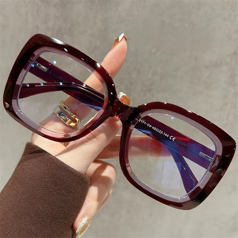 READING GLASSES CLLOIO Trendy Women's Progressive Reading Eyeglasses Simple Square Round Myopia Glasses Anti-Blue Light Prescription Glasses