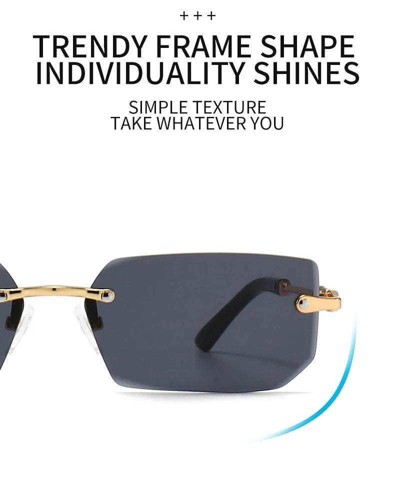3 Pairs Per Set Sunglasses Fashion Women Rectangle Rimless Glasses Casual Simple Outdoor Female Populor Accessory Eyewear