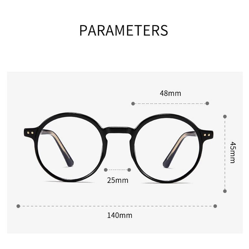 ANTI BLUE LIGHT Round Prescription Glasses For The Nearsighted Fashion TR90 Women Men Myopes Lunettes