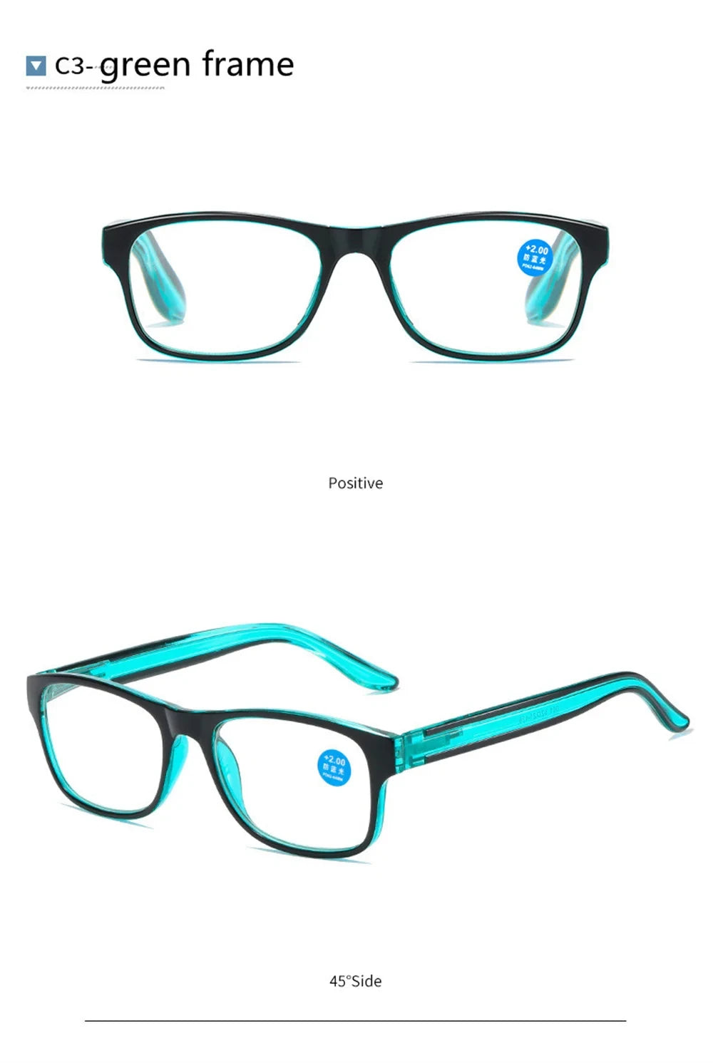 Reading glasses Anti Blue Light Reading Glasses Fashion Women Men Clear Square Computer Presbyopic Eyeglasses Spring Legs Frame Eyewear