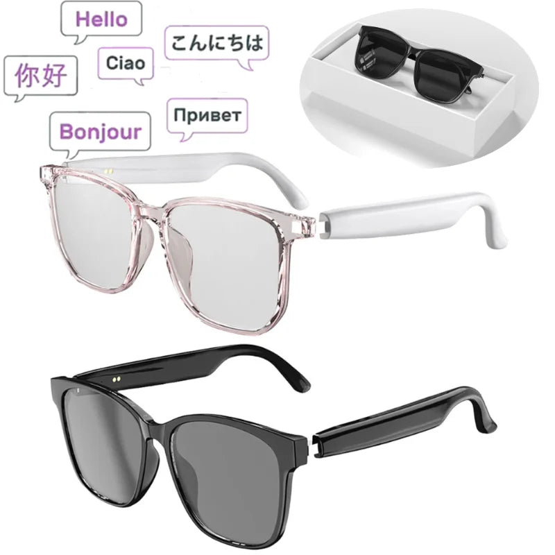 Ai Smart Glasses Unisex Smart Glasses Translator 144 Languages Real-time Translation Translation Bluetooth AI Translator Glasses Built-in Mic Speakers