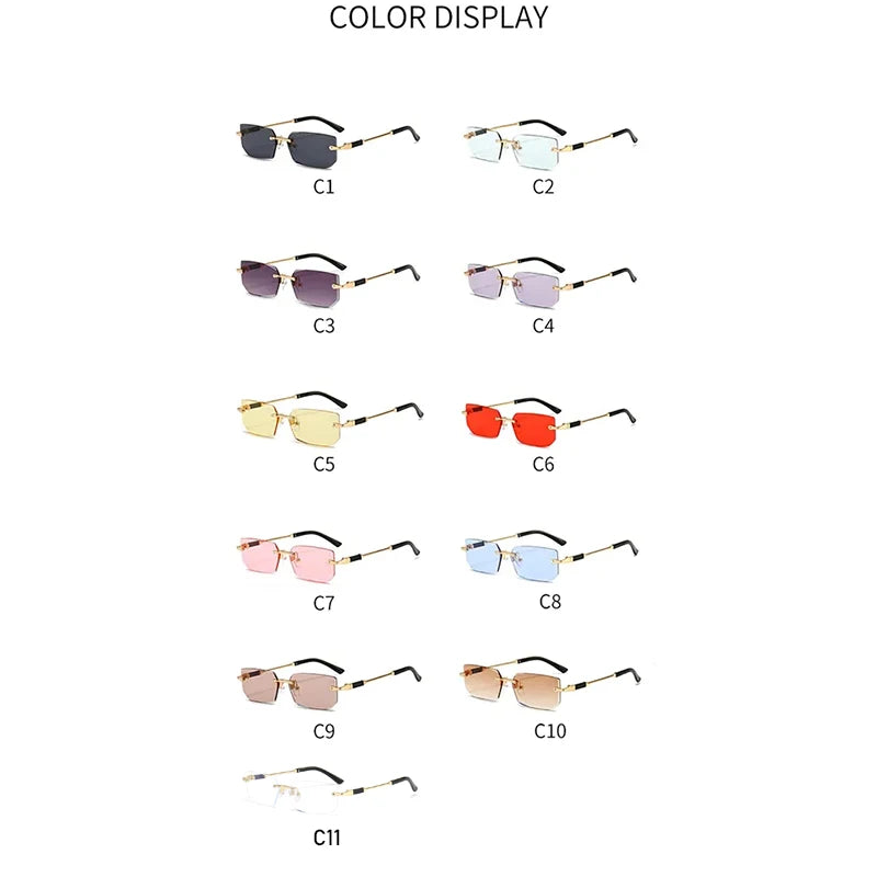 3 Pairs Per Set Sunglasses Fashion Women Rectangle Rimless Glasses Casual Simple Outdoor Female Populor Accessory Eyewear