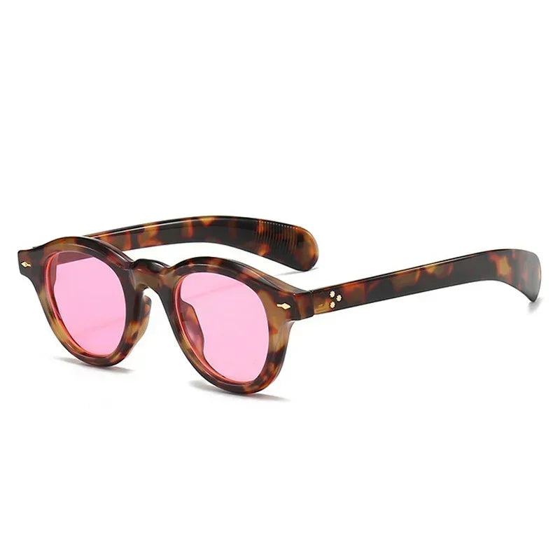 ANTI BLUE LIGHT Round Women Glasses Frame Retro Sunglasses Rivets Decoration Optical Men Orange Eyeglasses Frame