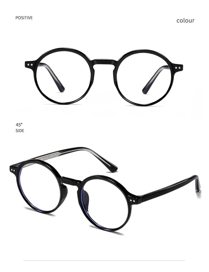 ANTI BLUE LIGHT Round Prescription Glasses For The Nearsighted Fashion TR90 Women Men Myopes Lunettes